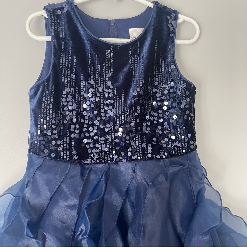 Rare Editions Size 6 Royal Blue Sequin Dress Tulle Formal Wedding Flower Girl - Picture 2 of 9